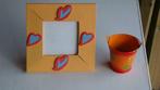 fotokader met hartjes , vierkant kader 14x14cm + emmer, Ophalen of Verzenden, Hout, Minder dan 50 cm, Minder dan 50 cm