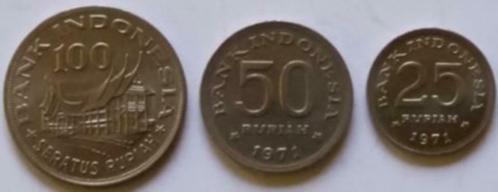 Indonesië - muntenset - 100 - 50 - 25 rupiah, Postzegels en Munten, Munten | Azië, Setje, Zuid-Azië, Ophalen of Verzenden