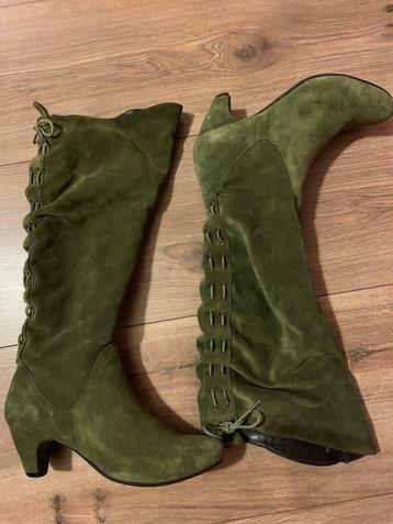 Bottes femme, longues, en cuir, Enlèvement ou Envoi, WE, Comme neuf, Vert