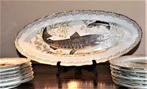 PORCELAINE DE LIMOGES : SERVICE A POISSON 13 pièces