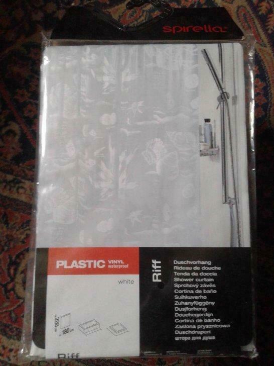 Spirella 'Riff' douchegordijn van PVC wit 180 x 200 cm, Huis en Inrichting, Badkamer | Badtextiel en Accessoires, Nieuw, Overige typen