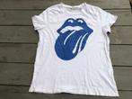 H&M Logg T-shirt "Rolling Stones" blauw M en geribbeld T-shi, Kleding | Dames, Maat 38/40 (M), H&M, Wit, Zo goed als nieuw
