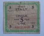 5 lire biljet Italië 1943 A allied military five lire, Postzegels en Munten, Italië, Ophalen of Verzenden