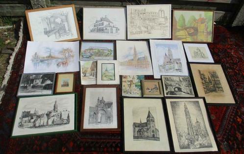 Beau Lot de 21 Oeuvres d'Art - Eglises et Edifices, Maison & Meubles, Accessoires pour la Maison | Peintures, Dessins & Photos