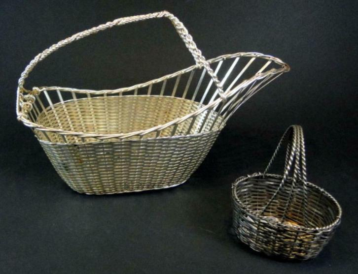 Wijnmand - Serveermand voor wijnfles + kurkenmandje, Antiek en Kunst, Antiek | Zilver en Goud, Zilver, Ophalen of Verzenden