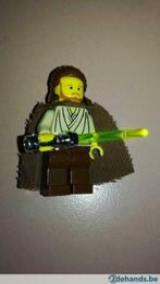 Lego Star Wars minifig Qui-Gon Jinn - sw027 met cape, Utilisé, Enlèvement ou Envoi