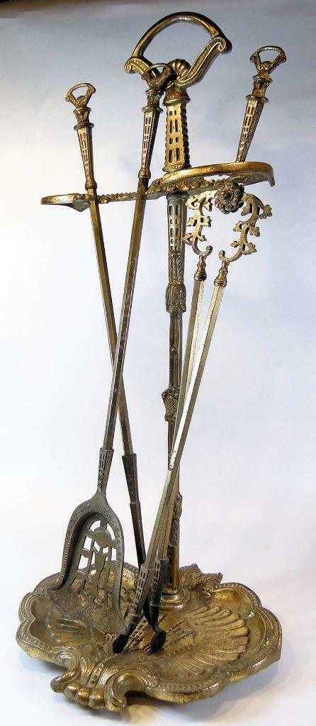 Cheminée en bronze doré avec 3 garnitures, Antiquités & Art, Antiquités | Bronze & Cuivre, Cuivre, Enlèvement ou Envoi