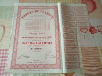 Actions Forges de Clabecq / Share, Enlèvement ou Envoi, 1950 à 1970, Action