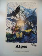 1969 originele kunstaffiche ALPES poster Salvador DALI SNCF, Ophalen of Verzenden
