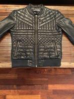Padded leather bomber jacket size S IKKS initial price 600e, Comme neuf, Noir, Taille 46 (S) ou plus petite, Ikks