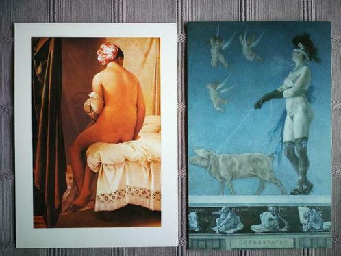 2 kunstkaartjes Rops en Ingres, Verzamelen, Foto's en Prenten, Zo goed als nieuw, Prent, Overige onderwerpen, Ophalen of Verzenden