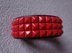 Lederen armband met drukknopen, rood/zwart, Ophalen of Verzenden, Nieuw, Rood, Leer