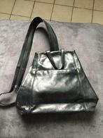 Sac en cuir noir à dos ou bandoulière, Zo goed als nieuw, Zwart, Handtas