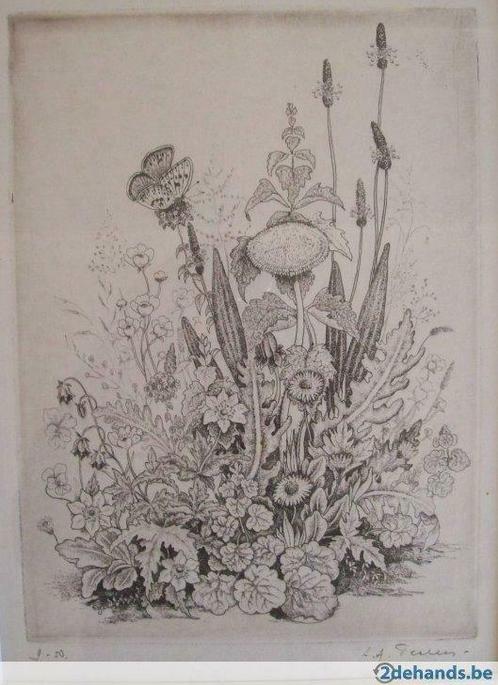 Arrangement floral - Louis A. Peeters, Antiquités & Art, Art | Eaux-fortes & Gravures, Enlèvement