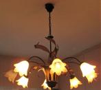 koperen kroonluchter met 8 armen Ø 80cm ambachtelijk glas, Huis en Inrichting, Lampen | Kroonluchters, Ophalen, Zo goed als nieuw