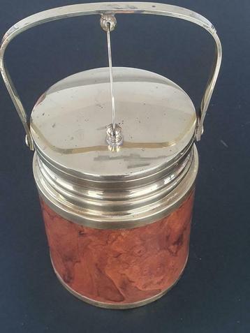 Luxe ijsemmer hout met koper retro vintage ice bucket, Enlèvement ou Envoi