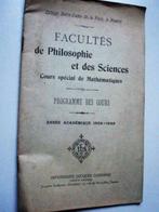 philosophie  programme des cours 1908- 1909, Livres, Philosophie, Utilisé, Enlèvement ou Envoi