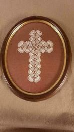 kader met kruis in Brugse kant / kantklossen, Verzamelen, Ophalen of Verzenden, Gebruikt, Overige typen, Christendom | Katholiek