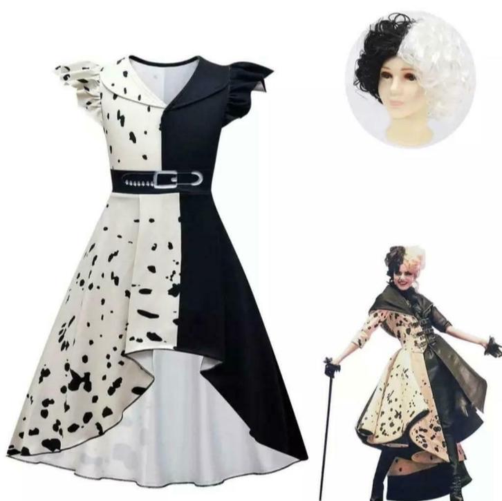 Verkleedkkleding Kids - Cruella, Kinderen en Baby's, Carnavalskleding en Verkleedspullen, Nieuw, Jongen of Meisje, 110 t/m 116