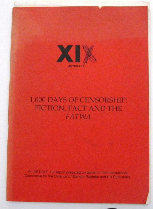 1000 Days of Censorship - Fatwa Salman Rushdie Article 19, Boeken, Geschiedenis | Wereld, Gelezen, Europa, 20e eeuw of later, Ophalen of Verzenden