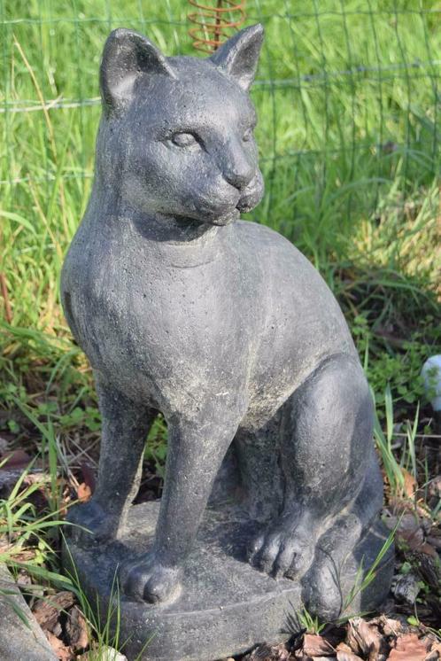 Grand chat en pierre patinée, Jardin & Terrasse, Statues de jardin, Neuf, Animal, Autres matériaux, Enlèvement
