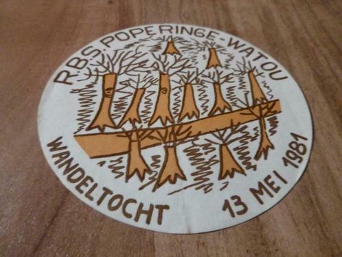 oude sticker rbs poperinge watou 1981 wandeltocht, Collections, Collections Autre, Neuf, Envoi