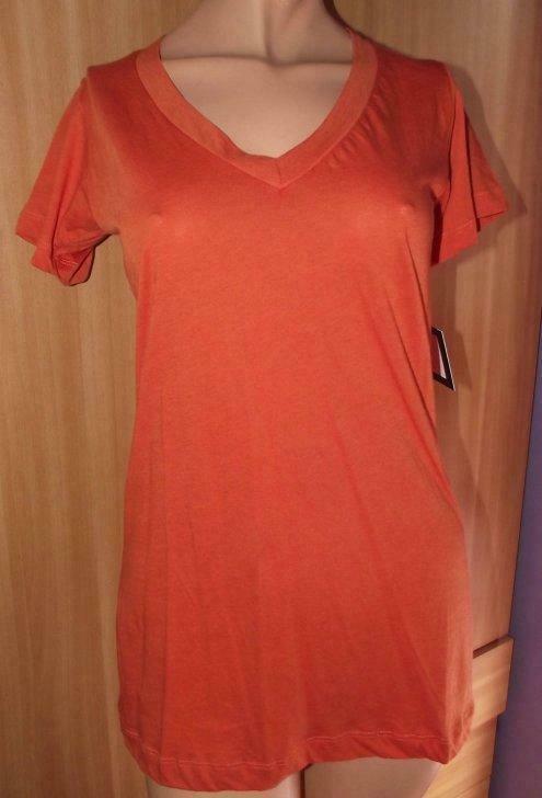 T-shirt orange LnA L neuf Short Sleeve V-Neck Tee, Kleding | Dames, T-shirts, Nieuw, Maat 42/44 (L), Oranje, Verzenden