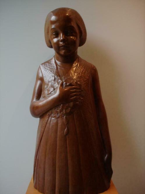 EMILE BOURGEOIS Mechelen rond 1930 kind meisje Congo hout pu, Antiek en Kunst, Kunst | Beelden en Houtsnijwerken, Ophalen