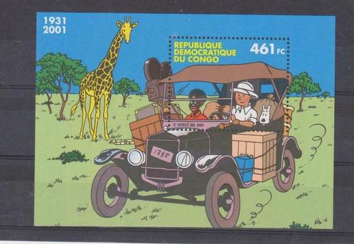 R.D. Congo 2001 Bloquer Tintin au Congo **, Timbres & Monnaies, Timbres | Afrique, Non oblitéré, Autres pays, Enlèvement ou Envoi