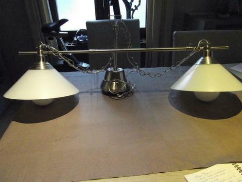 Mooie dubbele ophangluster, Huis en Inrichting, Lampen | Kroonluchters, Zo goed als nieuw, Glas, Metaal, Ophalen