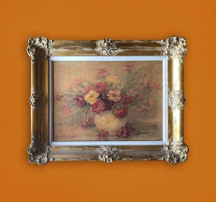 SIMONE LALANNE BASCLE: Bloemen in vaas, Antiek en Kunst, Kunst | Schilderijen | Klassiek, Ophalen of Verzenden