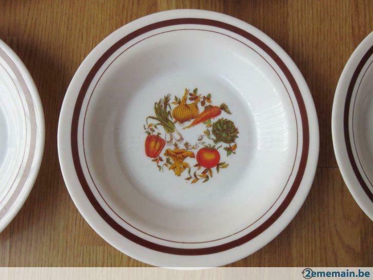 Lot De 6 Petites Assiettes Arcopal Vintage – Esso – D 20 Cm – Fabriquées En France