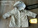 Veste imperméable et doublure amovible Sergent Major 12 mois, Enfants & Bébés, Vêtements de bébé | Taille 74, Comme neuf, Sergent Major