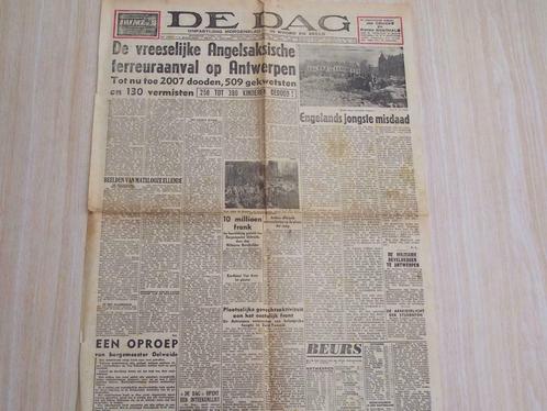 oorlogskranten-"de dag"-1943-belgië, Collections, Objets militaires | Seconde Guerre mondiale, Autres, Enlèvement ou Envoi