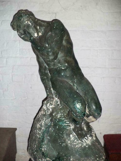 1923 Robert MASSART Liège l' homme nu au rocher grand modèle, Antiquités & Art, Art | Sculptures & Bois, Enlèvement