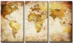 Canvas schilderij 3 luik Wereldkaart 160 x 90 cm, Verzenden, Nieuw, 125 cm of meer, 75 cm of meer