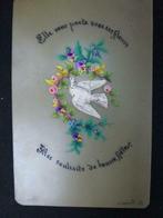 ancienne carte de prière Elle vous porte avec ces fleurs Mes, Collections, Envoi, Image pieuse