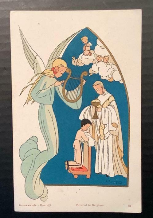 Carte de communion GARÇON - Design: J. GOUPPY Nr. 64, Collections, Images pieuses & Faire-part, Image pieuse, Envoi