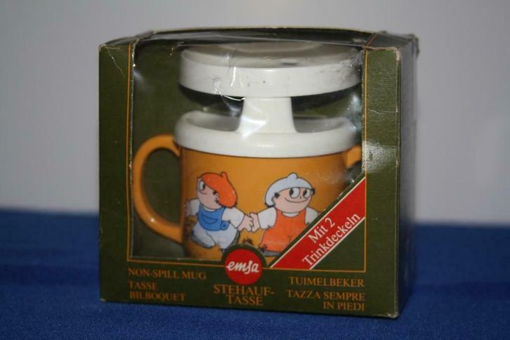 Mainzelmännchen ,Emsa , oude tuimel beker in verpakking, Verzamelen, Retro, Overige typen, Ophalen of Verzenden