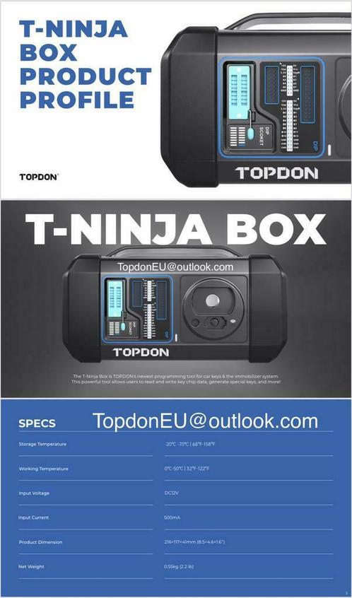 T-Ninja Box TOPDON's nieuwste programmeertool, Auto diversen, Onderhoudsmiddelen, Ophalen of Verzenden