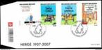 Année 2007 : FDC 3636-3639 - Hergé : Tintin Kuifje, Enlèvement ou Envoi