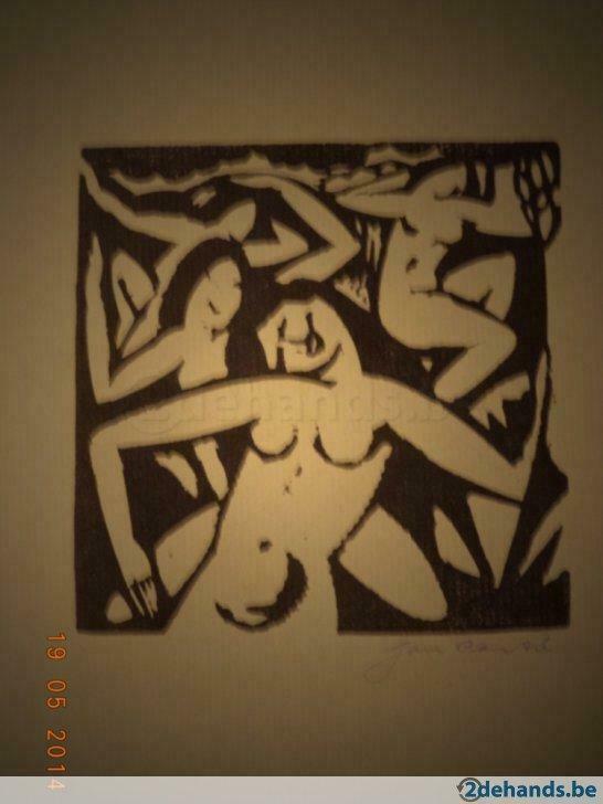 4 houtsneden van Jan CANTRE. In zéér goede staat !, Antiek en Kunst, Kunst | Etsen en Gravures, Ophalen of Verzenden