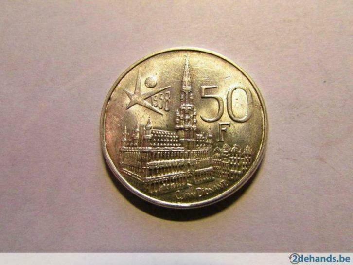 50 franc (FR) België 1958 (zilver) EXPO 58, Postzegels en Munten, Munten | België, Losse munt, Zilver, Zilver, Ophalen of Verzenden