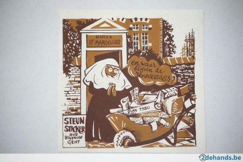 Vintage Sticker - Steunsticker Oud Begijnhof Gent - 1981, Collections, Autocollants, Neuf, Enlèvement ou Envoi
