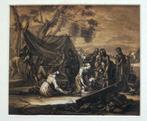 Aquatint Rugendas 1702 tentenkamp zigeuners geboorte baby, Antiek en Kunst, Ophalen of Verzenden