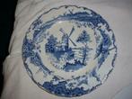 Oud bord blauw wit met windmolen mooie deco porcelein, Antiek en Kunst, Ophalen of Verzenden