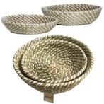 Decoratie manden riet rond set 2 stuks, Huis en Inrichting, Woonaccessoires | Schalen en Manden, Nieuw, Rond, Mand, Ophalen of Verzenden