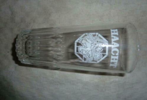#D bier glas HAACHT 25cl ' ribbelglas volledig wit logo ', Verzamelen, Glas en Drinkglazen, Gebruikt, Bierglas, Ophalen of Verzenden