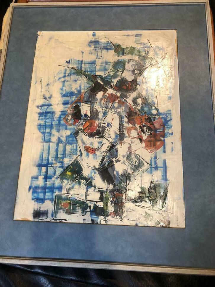 Schilderij Clown - Montmartre jaren 70, Antiek en Kunst, Kunst | Schilderijen | Klassiek, Ophalen