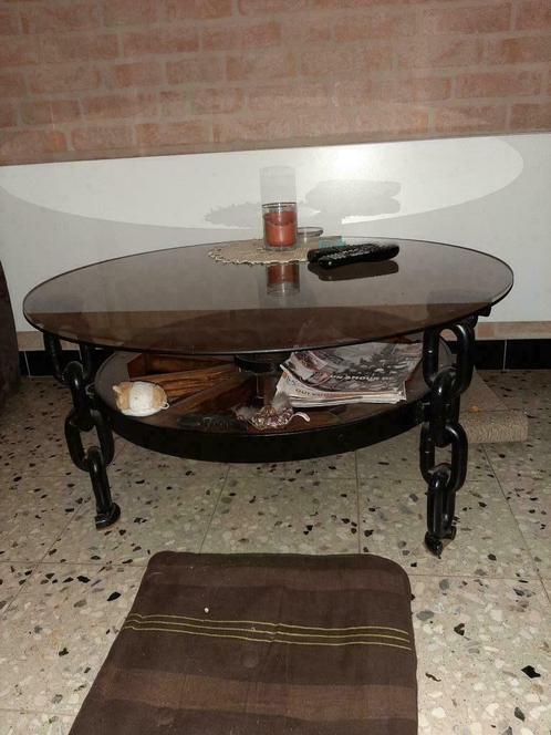 TABLE    SALON, Huis en Inrichting, Tafels | Salontafels, Zo goed als nieuw, Minder dan 50 cm, Rond, Glas, Ophalen